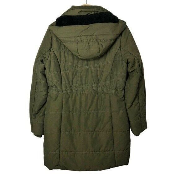Lucky Brand Missy Army Full Zip Mid Length Olive Green Puffer Utility Coat S - Picture 3 of 5